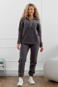 Костюм двойка женский М-973 флис (р-ры: 44-58) графит