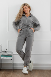Костюм двойка женский М-973 флис (р-ры: 44-58) серый