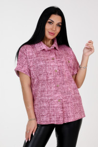 Рубашка-жакет женская "Лён" ЖК-62-РУБ кулирка (р-ры: 48-58) малина