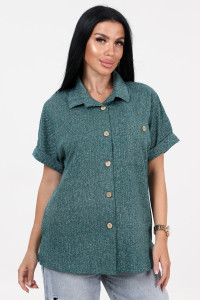 Рубашка-жакет женская "Лён" ЖК-62-РУБ кулирка (р-ры: 48-58) зеленый