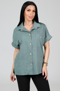 Рубашка-жакет женская "Лён" ЖК-62-РУБ кулирка (р-ры: 48-58) зелен.березка