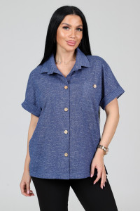 Рубашка-жакет женская "Лён" ЖК-62-РУБ кулирка (р-ры: 48-58) джинс