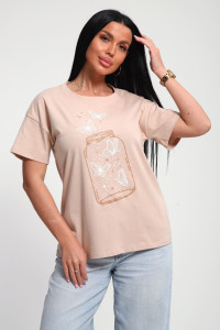 Футболка женская №85657 кулирка (р-ры: 46-56) бежевый