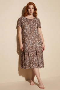 Платье женское "Агния" К-344 кулирка (р-ры: 50-62) ромашка кофе
