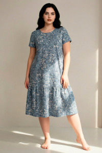 Платье женское "Агния" К-344 кулирка (р-ры: 50-62) ромашка голубой