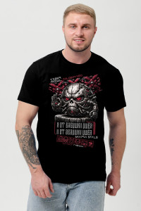 Футболка мужская №8592 кулирка (р-ры: 46-70) черный кибер колобок