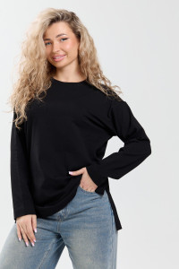 Лонгслив женский №26014 кулирка с лайкрой (р-ры: 44-58) черный
