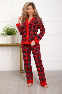 Пижама женская №18062 кулирка (р-ры: 44-54) красный клетка