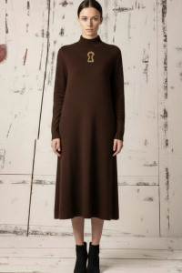Платье женское Н-501 вязаный трикотаж (р-ры: S-L) коричневый