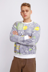 Свитшот мужской №88141 футер 2-х нитка (р-ры: 48-58) серый