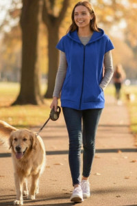 Жилет женский №545 футер 3-х нитка (р-ры: 44-58) синий