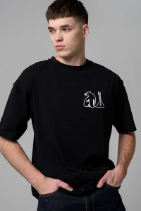 Футболка мужская №8579 кулирка с лайкрой (р-ры: 46-64) черный балалайка