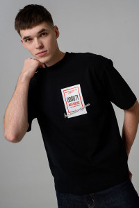 Футболка мужская №8579 кулирка с лайкрой (р-ры: 46-64) черный билет