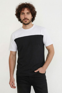 Футболка мужская №14482 кулирка (р-ры: 46-58) белый-черный