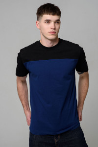 Футболка мужская №14482 кулирка (р-ры: 46-58) темно-синий-черный