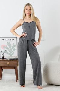 Пижама женская "Рива-2" кулирка с лайкрой (р-ры: 44-54) темно-серый меланж