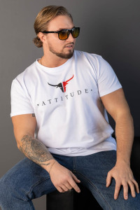 Футболка мужская 2164/1 кулирка с лайкрой (р-ры: 48-58) белый-бык