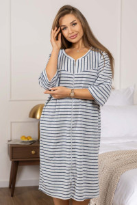 Халат женский 1929/2 махра (р-ры: 48-58) синий-серый