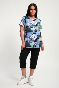 Костюм двойка женский 01073 кулирка (р-ры: 50-62) голубой