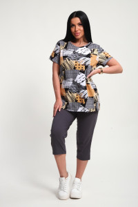 Костюм двойка женский 01073 кулирка (р-ры: 50-62) бежевый