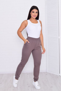 Брюки женские 8046в футер 2-х нитка (последний размер) капучино 48