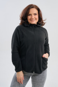 Толстовка женская №75011 флис (р-ры: 46-56) черный