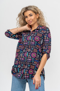 Туника женская №36689 кулирка (р-ры: 46-60) сине-розовый