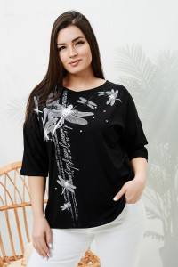 Туника женская №9185 вискоза пенье (р-ры: 48-64) черный