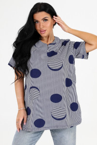 Туника женская №6087 кулирка (р-ры: 48-74) синяя полоска