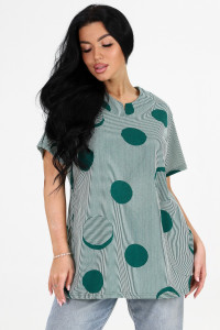 Туника женская №6087 кулирка (р-ры: 48-74) зеленая полоска