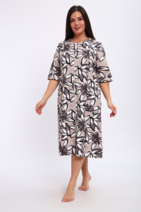 Халат женский Х-00372 кулирка (р-ры: 48-70) бежевый-серый