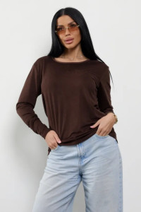 Лонгслив женский "Мия" 1259-2 полиэстер с лайкрой (р-ры: 50-60) шоколад