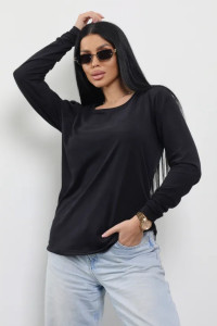 Лонгслив женский "Мия" 1259-1 полиэстер с лайкрой (р-ры: 50-60) черный