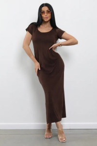 Платье женское "Симона 3" 1310-8 полиэстер с лайкрой (р-ры: 42-56) шоколад