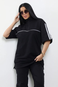 Футболка женская "Спорт 2" 807-2 футер 2-х нитка (р-ры: 42-52) черный