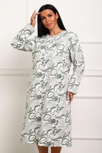 Сорочка женская "Нежность" футер (р-ры: 48-62) зеленый листья