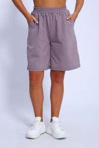 Шорты женские №35335 футер 2-х нитка (р-ры: 44-54) сирень