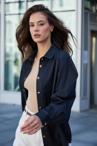 Рубашка женская №058255 джинс (р-ры: 42-50) черный