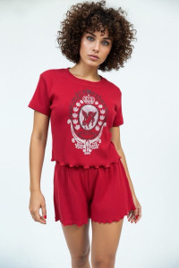 Пижама женская №403 рибана (р-ры: 42-52) красный