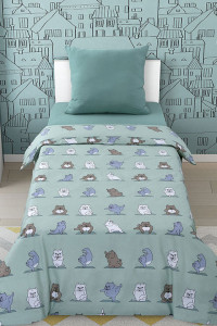 Детское постельное белье перкаль на резинке "Намасте"