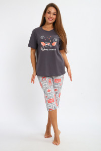 Костюм двойка женский №246 кулирка (р-ры: 46-56) серый