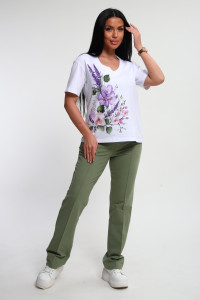 Костюм двойка женский №74725 футер-кулирка (р-ры: 46-64) фисташковый