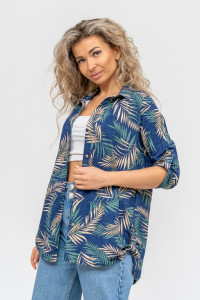 Туника-рубашка женская №36725 кулирка (р-ры: 46-60) синий