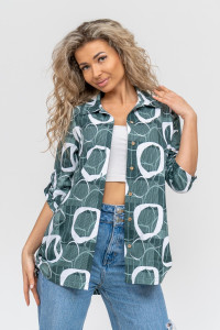 Туника-рубашка женская №36723 кулирка (р-ры: 46-60) зелёный