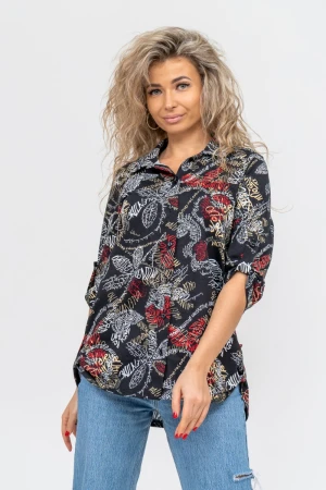 Туника-рубашка женская №36705 кулирка (р-ры: 46-60) надписи