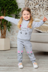 Толстовка детская "Cat" 10902 футер 3-х нитка начес (последний размер) серый 80