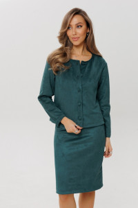 Костюм двойка женский с юбкой К248 замша (р-ры: 46-60) изумрудный