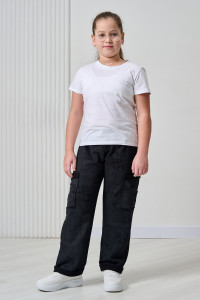 Брюки детские №67195 футер 3-х нитка петля (р-ры: 32-38) черный винтаж
