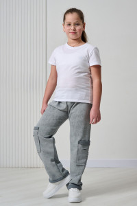 Брюки детские №67195 футер 3-х нитка петля (р-ры: 32-38) серый винтаж