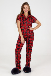 Пижама женская №35326 кулирка (р-ры: 44-54) красный
